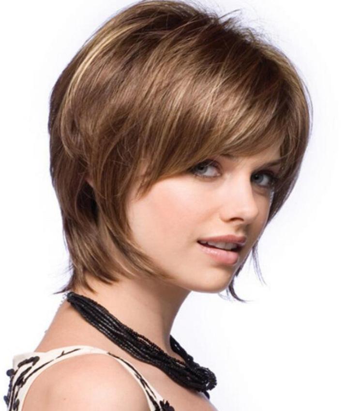 Chin-length flapper bob styled with a deep side part