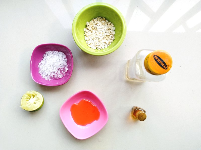 ingredients of DIY Scalp Scrub for Hair Growth, dandruff and Buildup